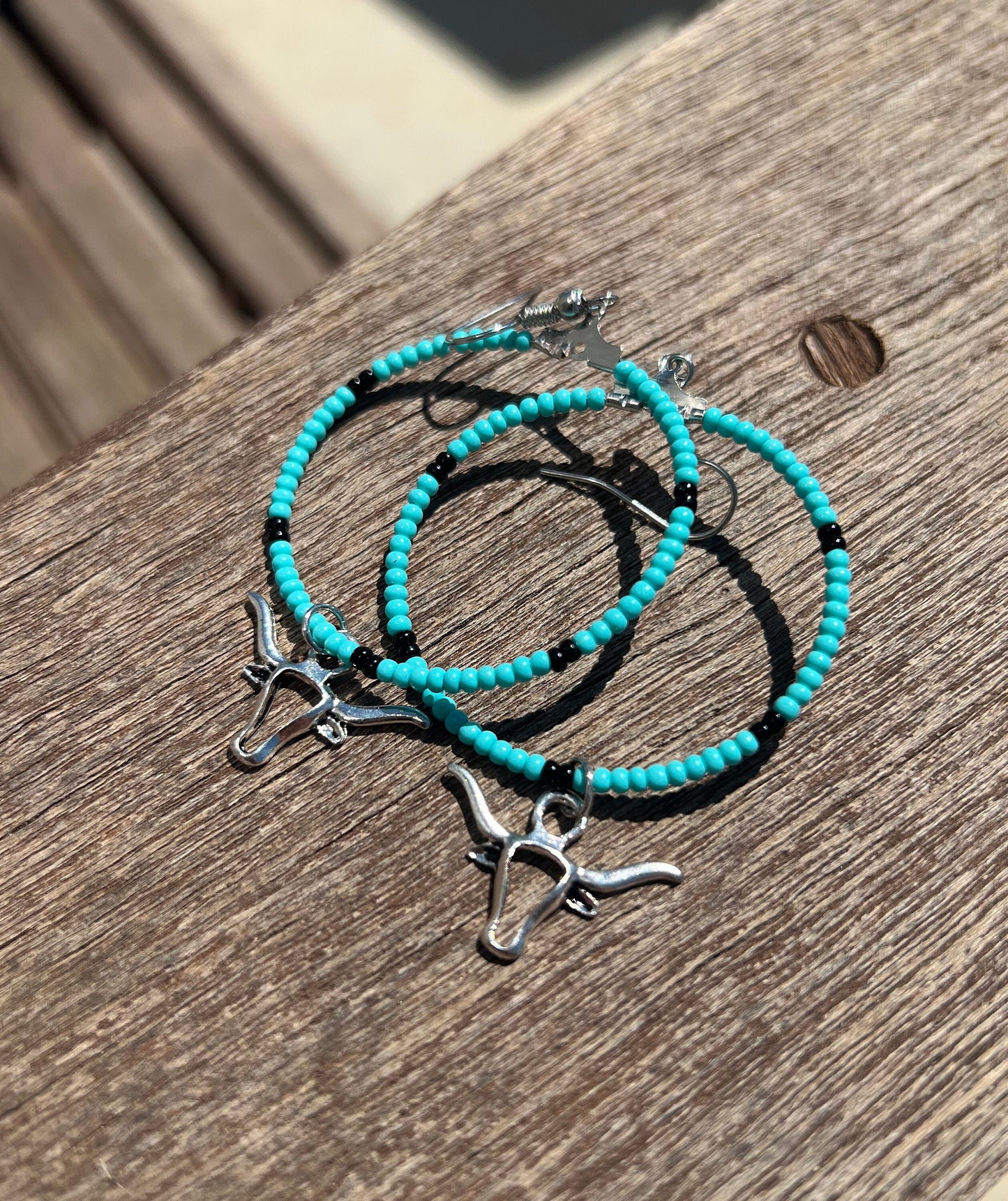 Longhorn Turquoise Western Hoop Earrings