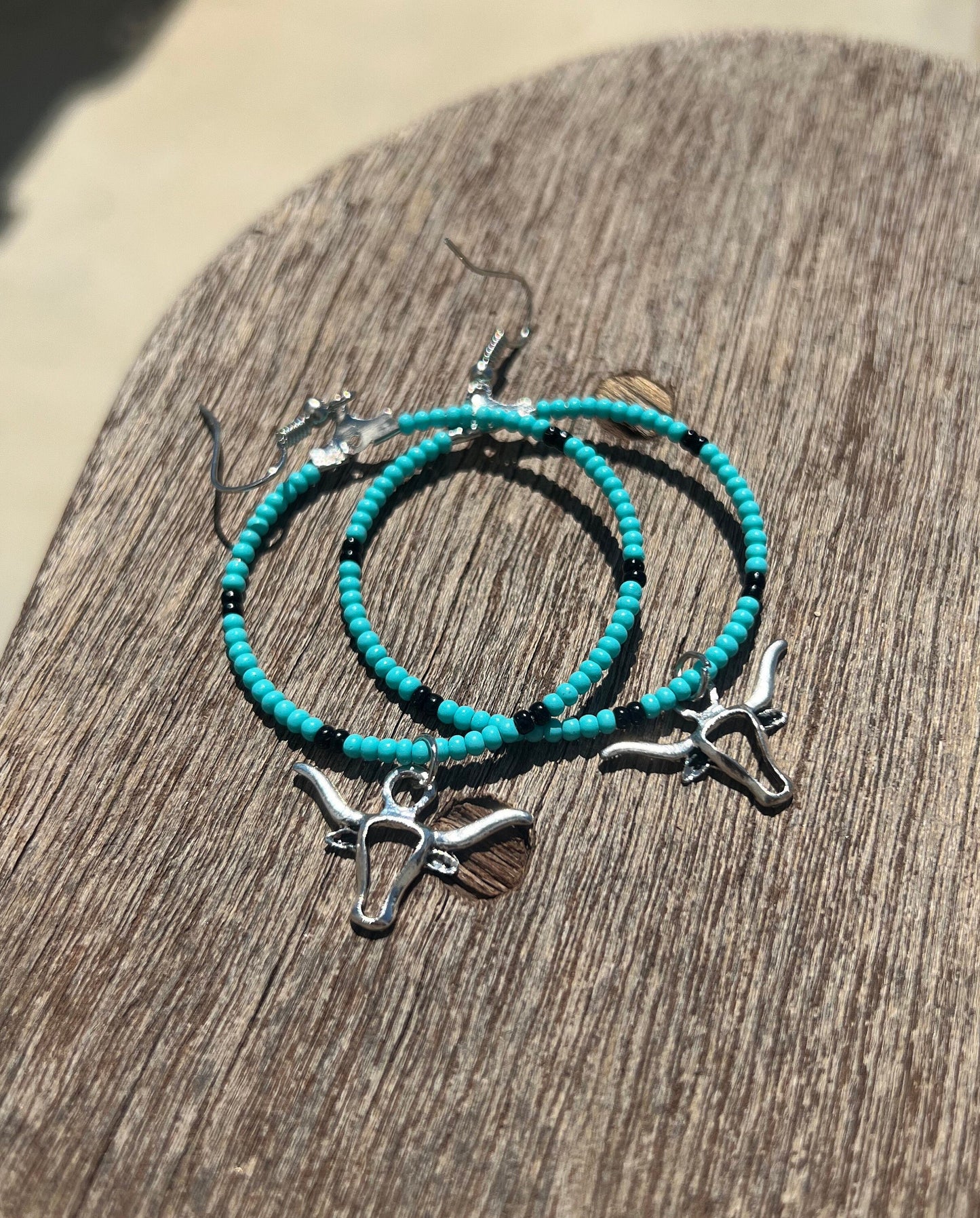 Longhorn Turquoise Western Hoop Earrings