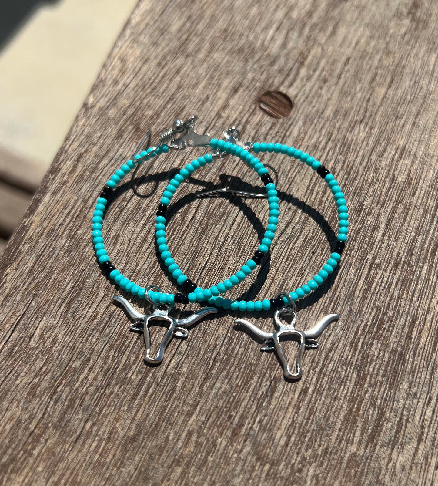 Longhorn Turquoise Western Hoop Earrings