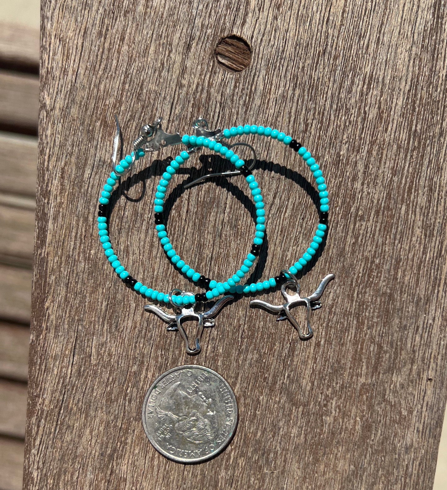 Longhorn Turquoise Western Hoop Earrings