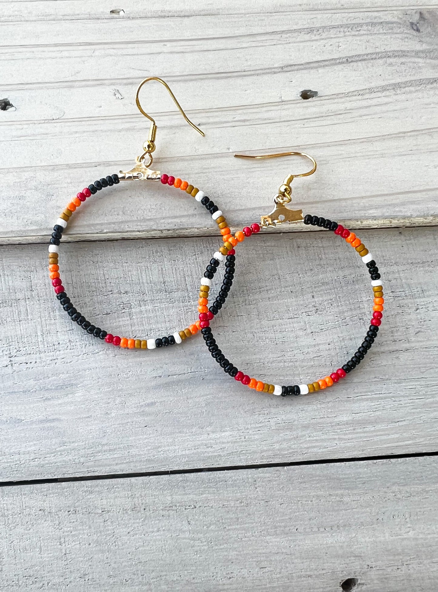 Sunset Boho Aztec Hoop Earrings