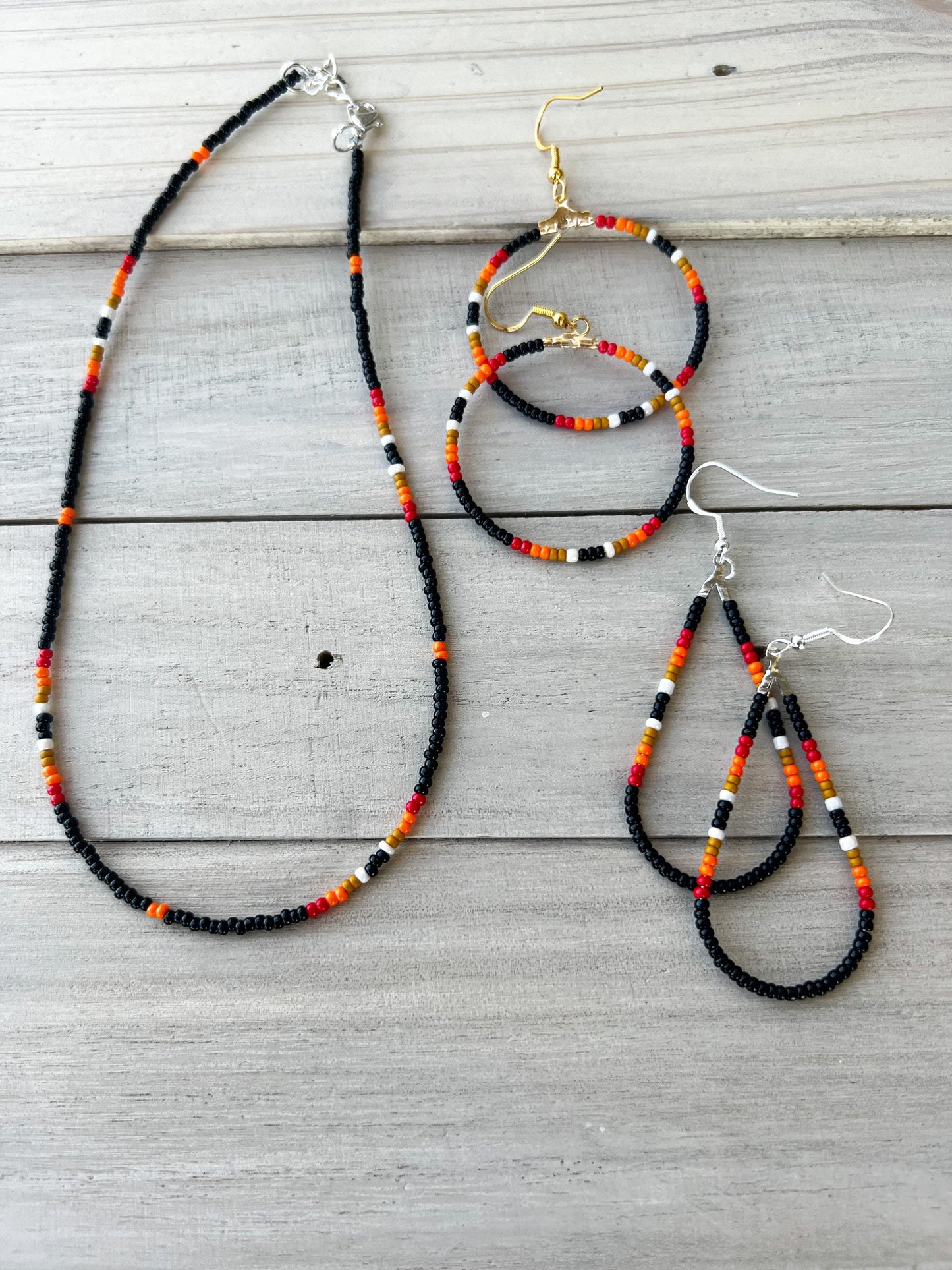 Sunset Boho Aztec Hoop Earrings