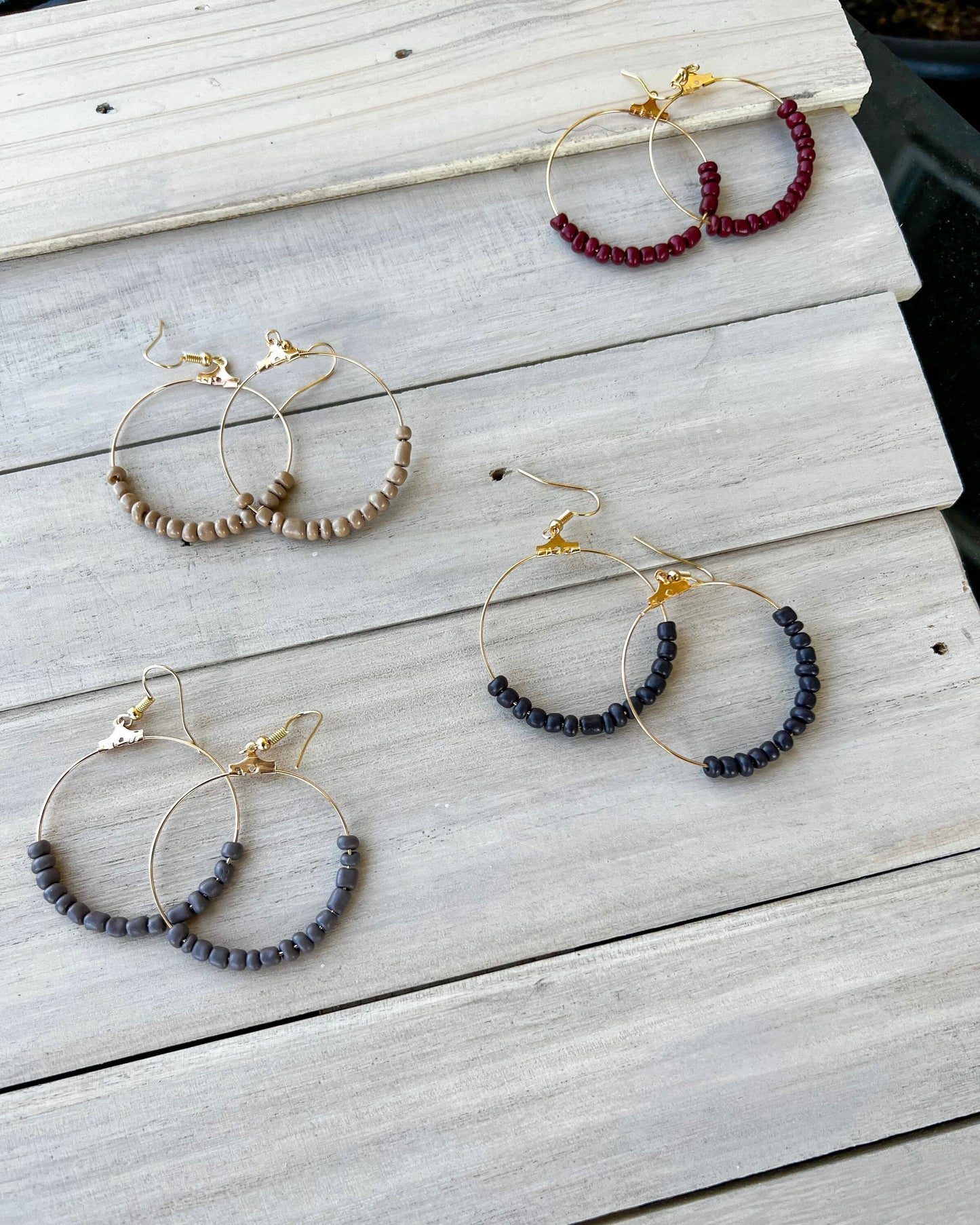 Bohemian Seed Bead Hoop Earrings