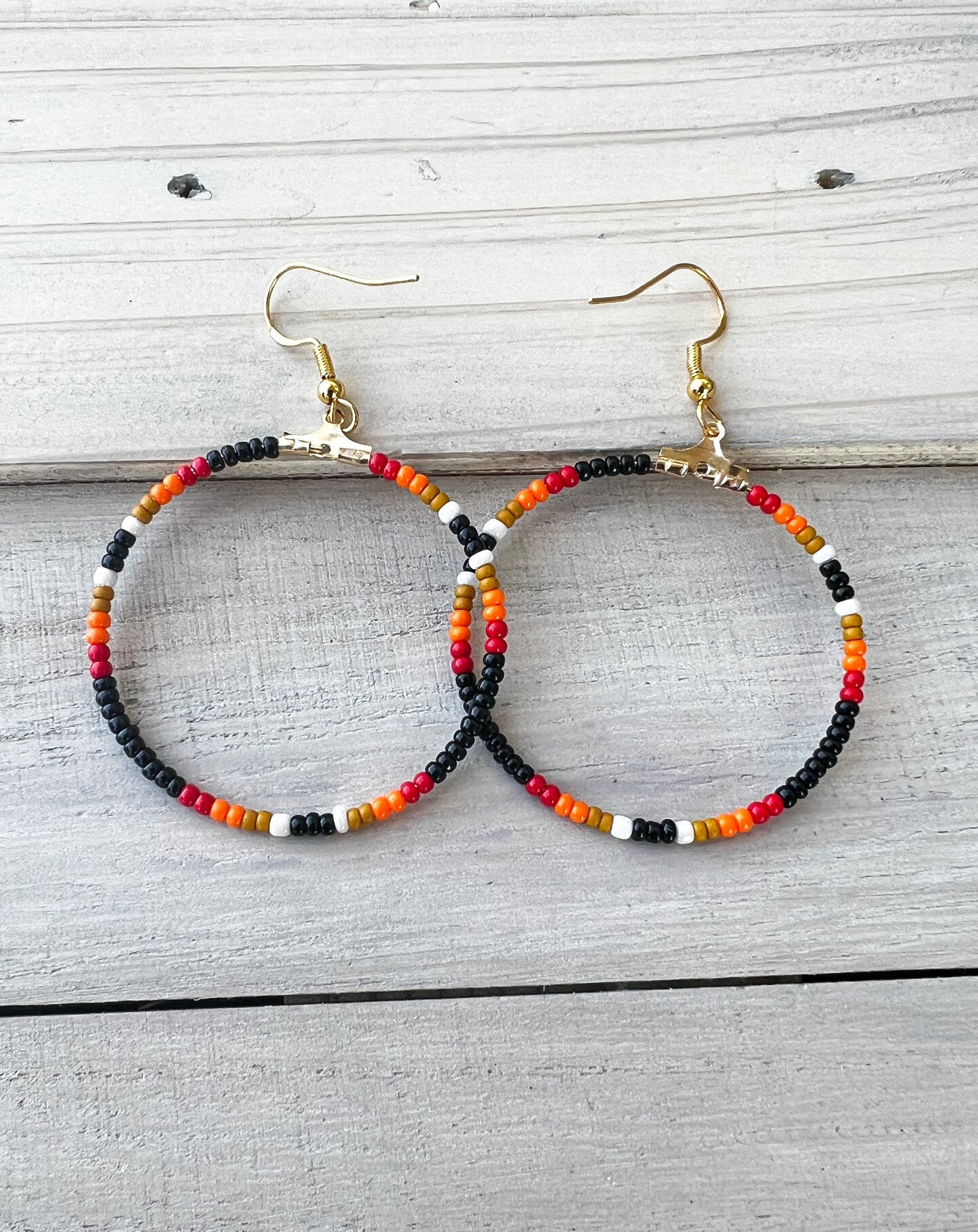 Sunset Boho Aztec Hoop Earrings