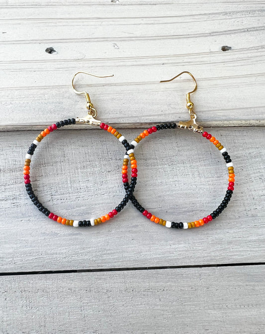 Sunset Boho Aztec Hoop Earrings
