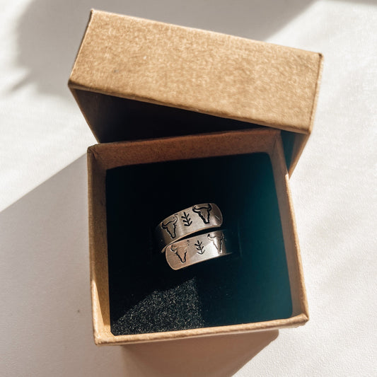 Longhorn Arrow Wrap Aluminum Stamped Ring