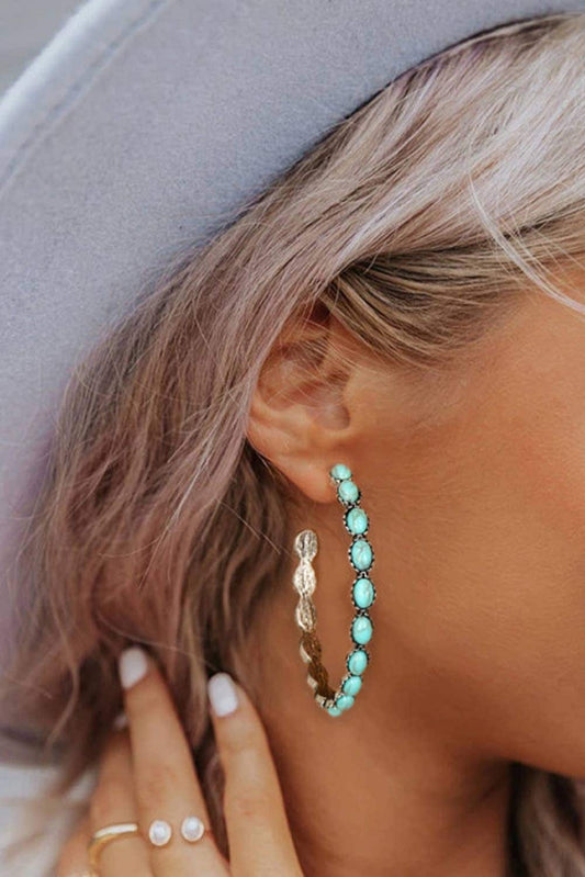 Turquoise Hoop Western Earring