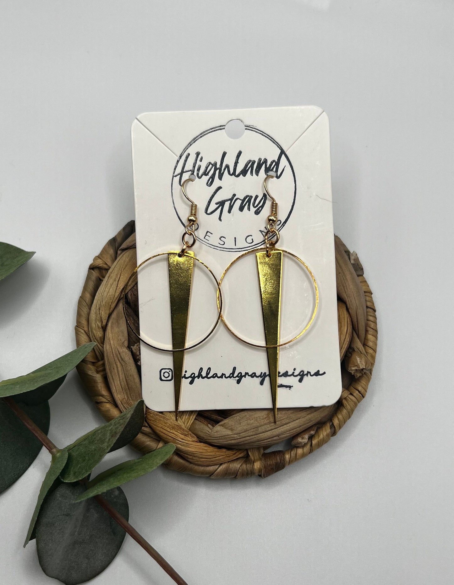Shot in the Dark Hoop Earrings | Spike Earrings | Circle and Spike Earrings | Boho Earrings | Geometric brass earrings