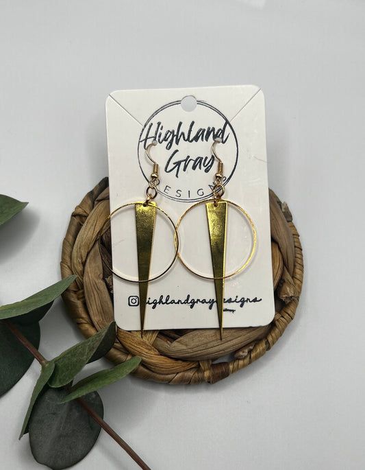 Shot in the Dark Hoop Earrings | Spike Earrings | Circle and Spike Earrings | Boho Earrings | Geometric brass earrings