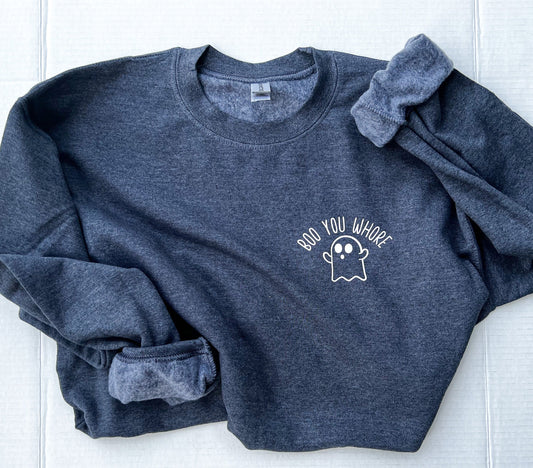 Boo Crewneck, Halloween, Boo You Whore Sweatshirt, Loose Fit, Oversized, Fall Swestshirt, Mean Girls Crewneck