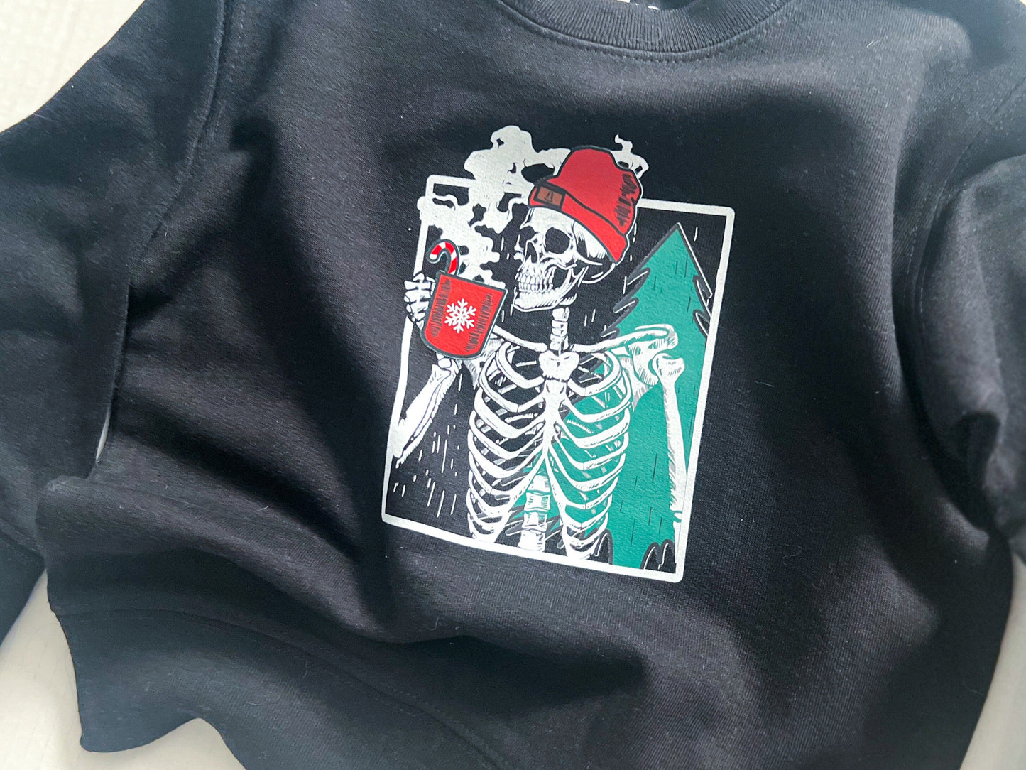 Toddler Christmas Skeleton Crewneck, Christmas Gift Sweatshirt, Loose Fit, Oversized, Kids Crewneck, Infant Sweatshirt