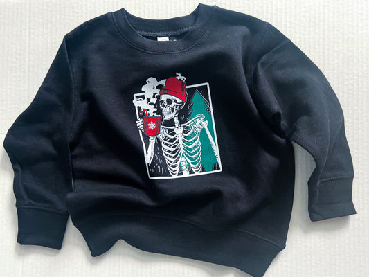 Toddler Christmas Skeleton Crewneck, Christmas Gift Sweatshirt, Loose Fit, Oversized, Kids Crewneck, Infant Sweatshirt