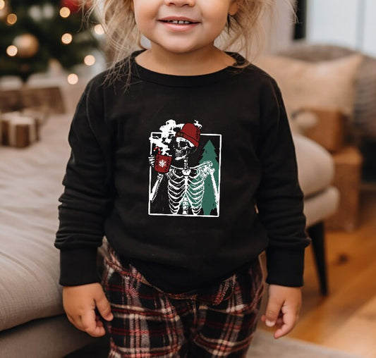 Toddler Christmas Skeleton Crewneck, Christmas Gift Sweatshirt, Loose Fit, Oversized, Kids Crewneck, Infant Sweatshirt