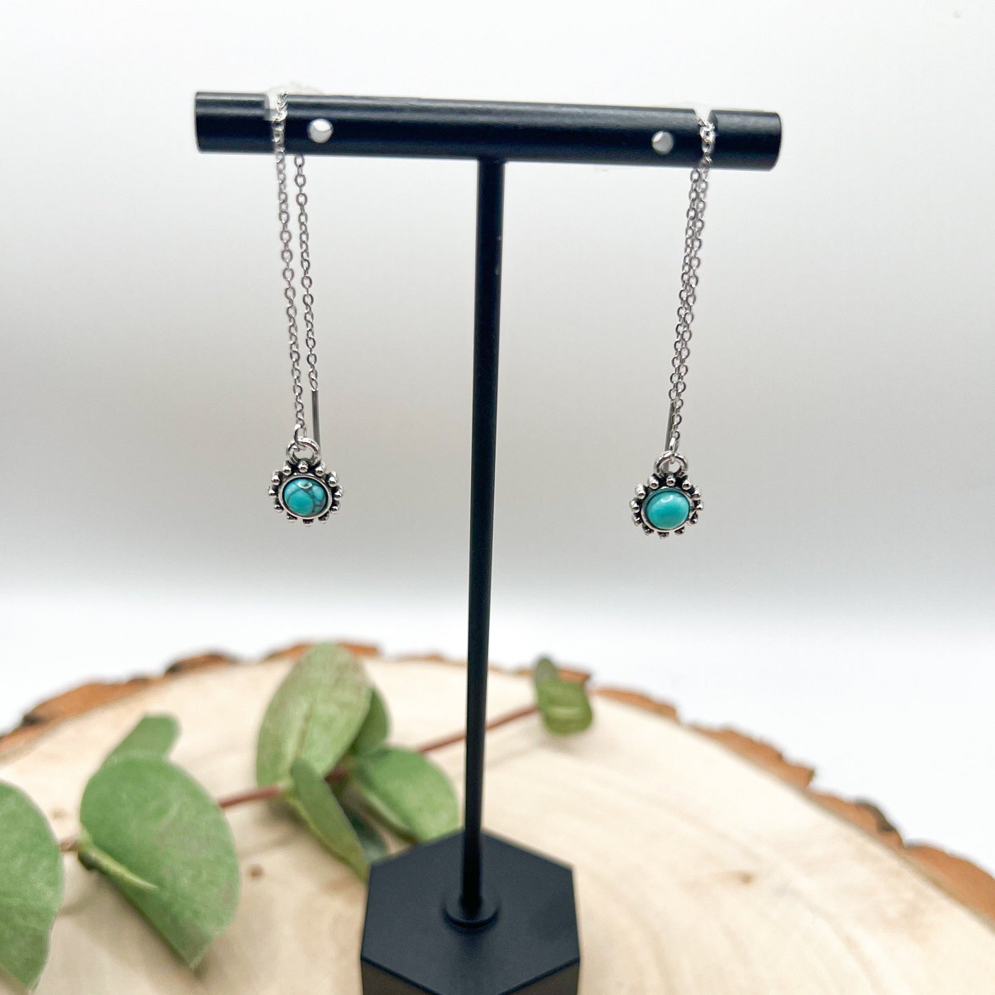 Western Turquoise Wire Thread Earrings | Thread Western Earrings | Western Earrings | Rodeo Earrings