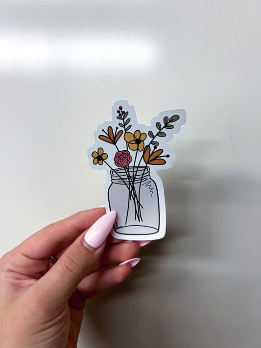 Bloom Sticker // Mason Jar Flower Sticker // Grow Sticker