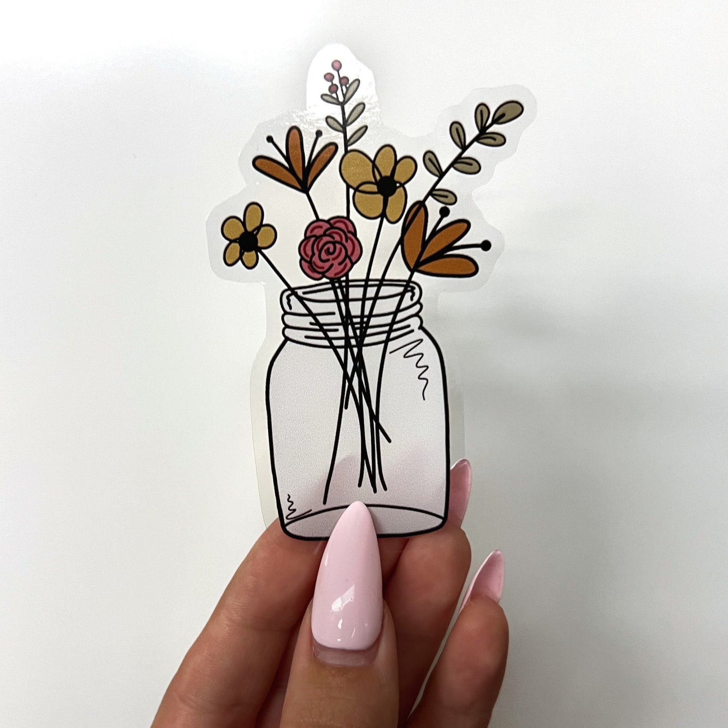 Transparent Bloom Sticker // Mason Jar Flower Sticker // Grow Sticker