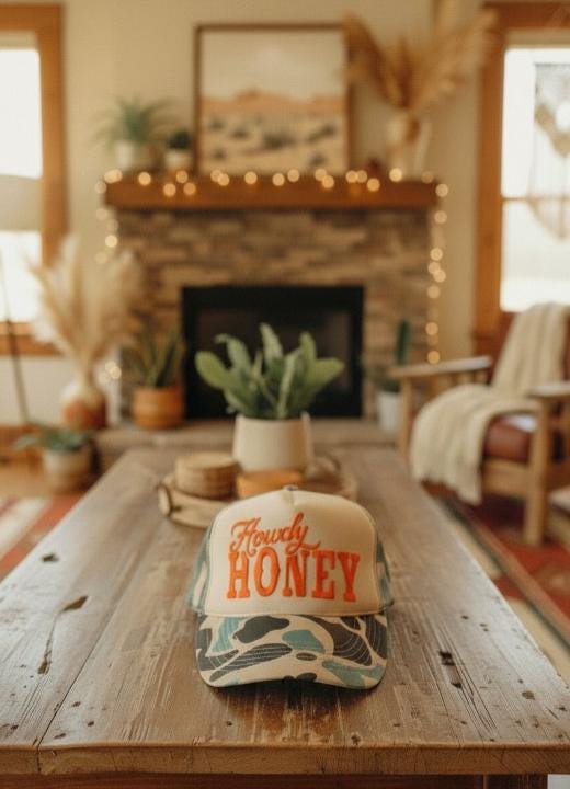 Howdy Honey Trucker Hat | Western Cowgirl Hat | Camo Mesh Cap | Boho Country Trucker Hat for Women