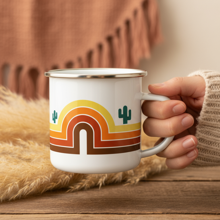 16oz 70's Desert Boho Camping Mug