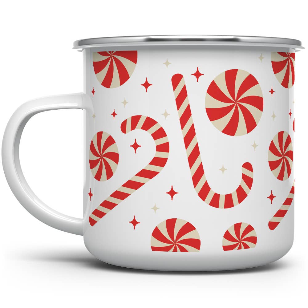 16oz Candy Cane Camping Mug