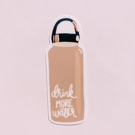 Drink More Water Pink Waterbottle Sticker
