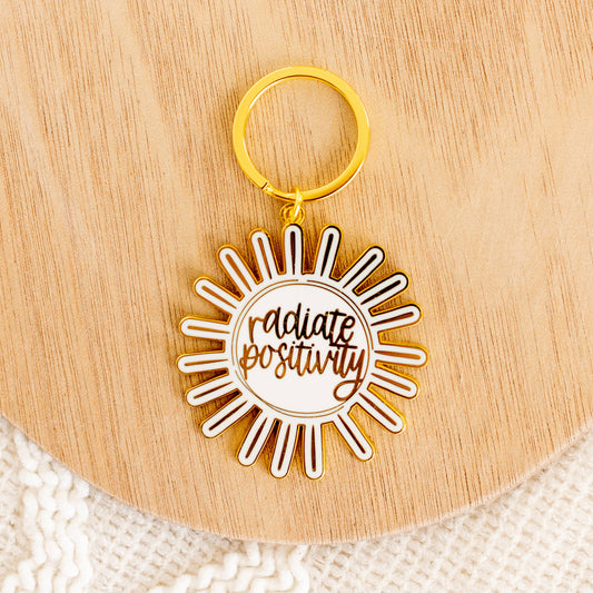 Radiate Positivity Metal Keychain 2.25x2.25 in.