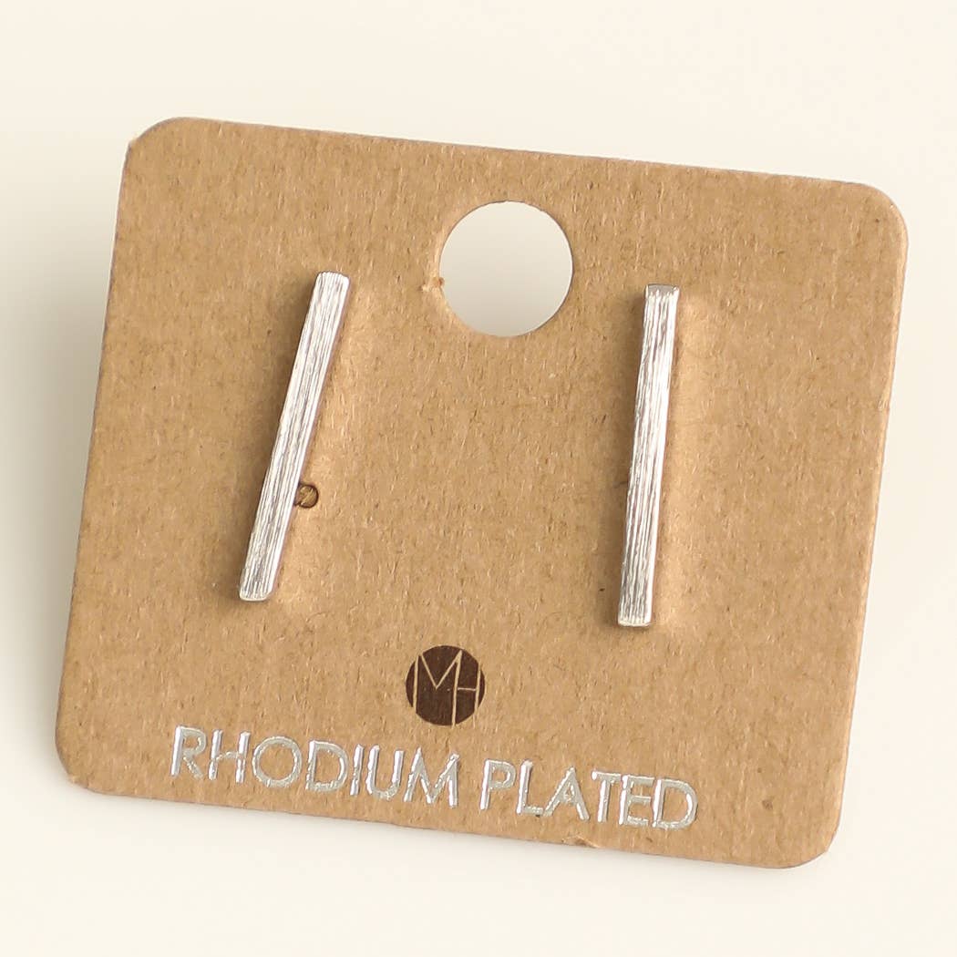 Dainty Silver Bar Stud Earrings