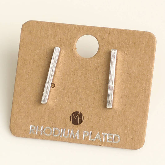 Dainty Silver Bar Stud Earrings