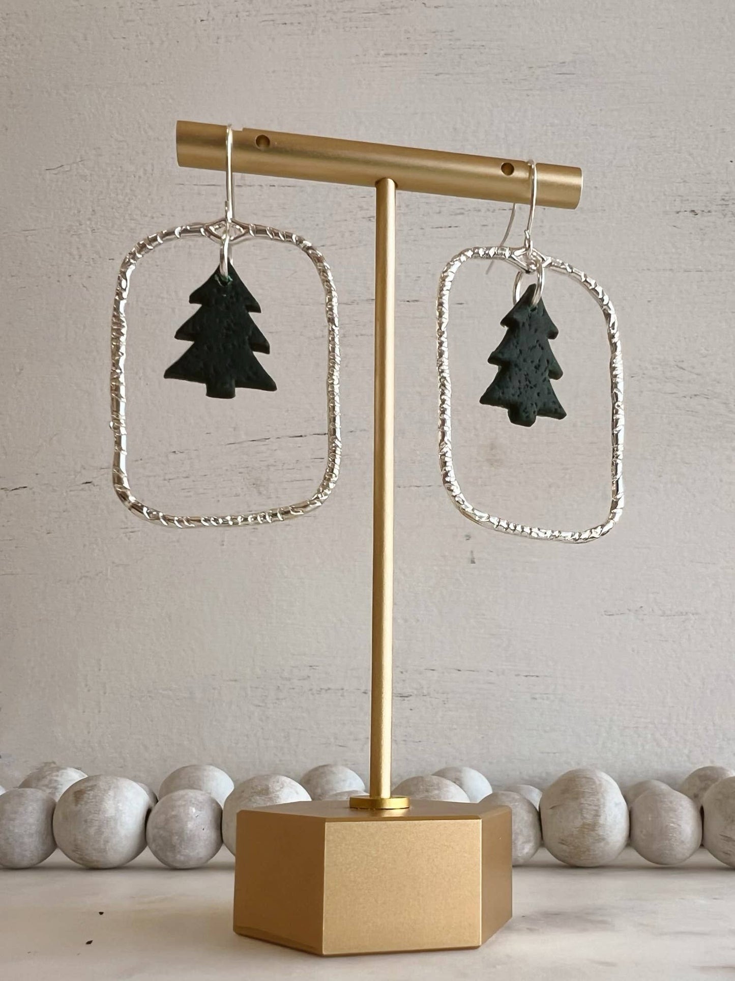 Forest Green Christmas Tree Earrings