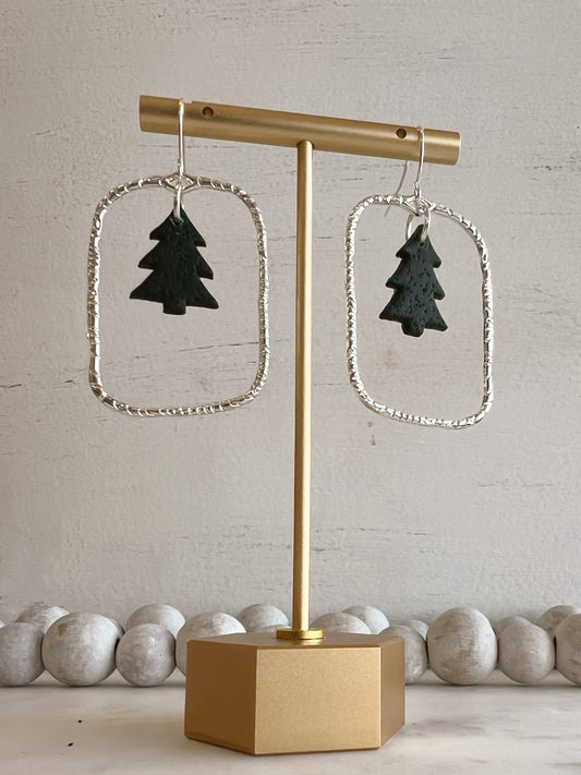 Forest Green Christmas Tree Earrings